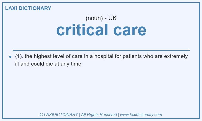 Definition critical care in British English