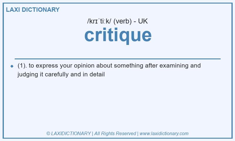 Definition critique in British English
