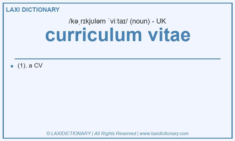 Definition curriculum vitae in British English