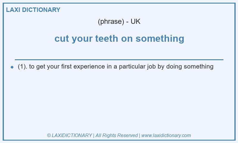 Definition cut your teeth on something in British English