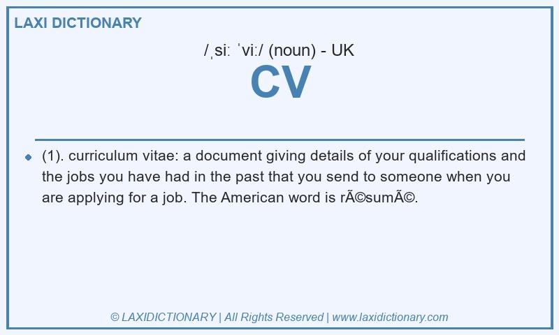 Definition CV in British English