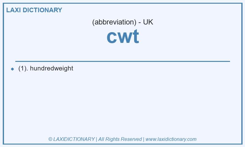 Definition cwt in British English