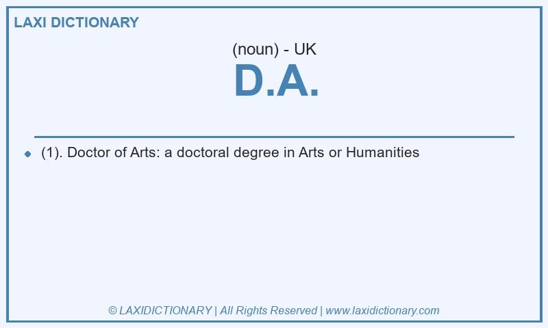 Definition D.A. in British English
