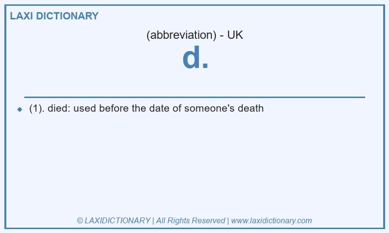 Definition d. in British English