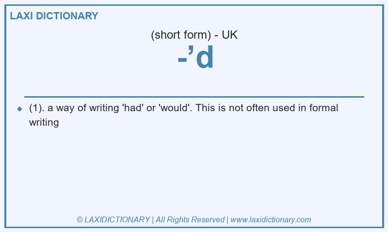 Definition -’d in British English