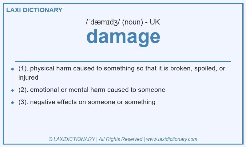 Definition damage in British English