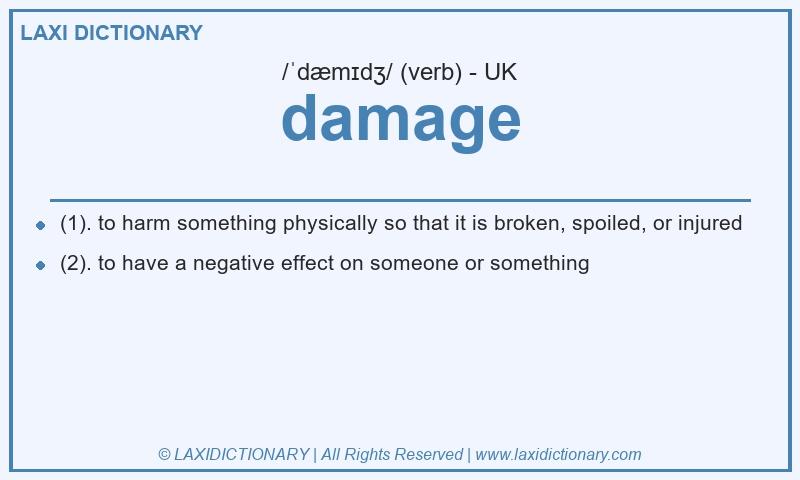 Definition damage in British English