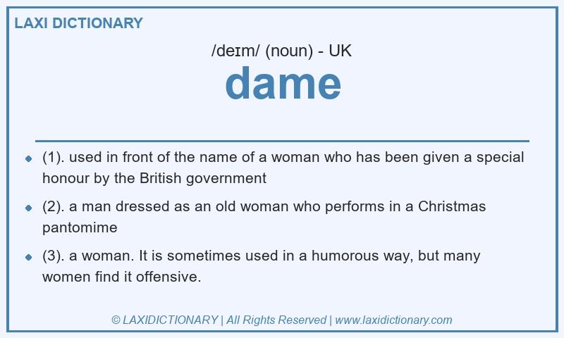 Definition dame in British English