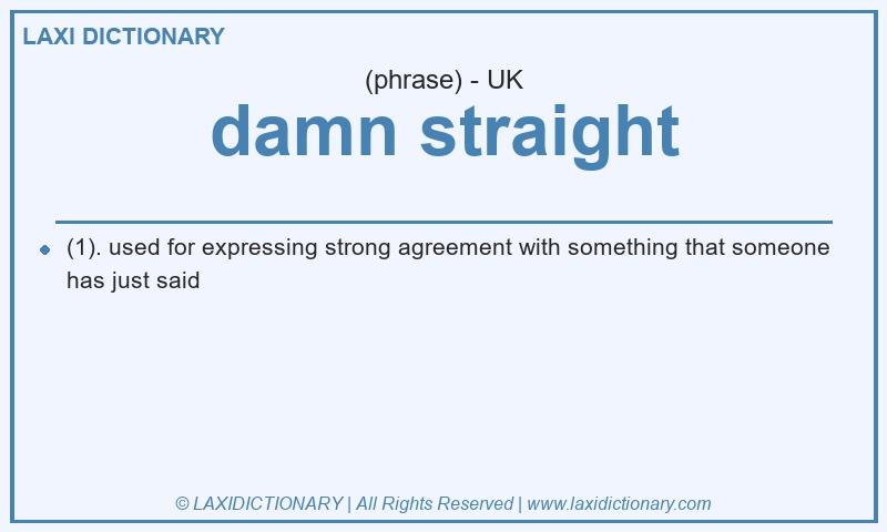 Definition damn straight in British English