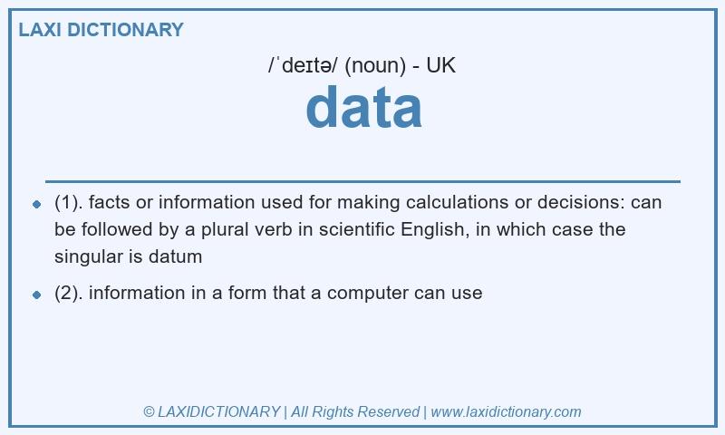 Definition data in British English