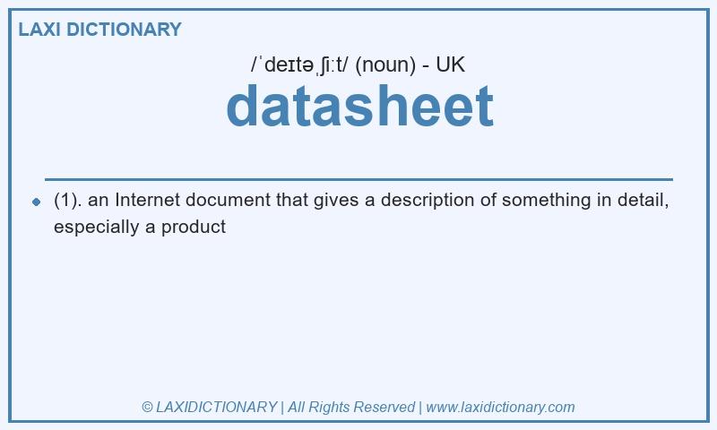 Definition datasheet in British English