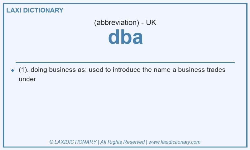 Definition dba in British English