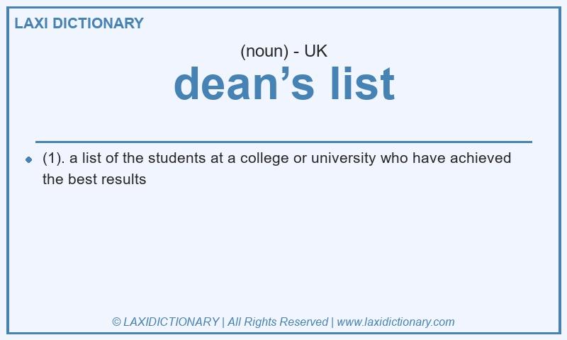 Definition dean’s list in British English