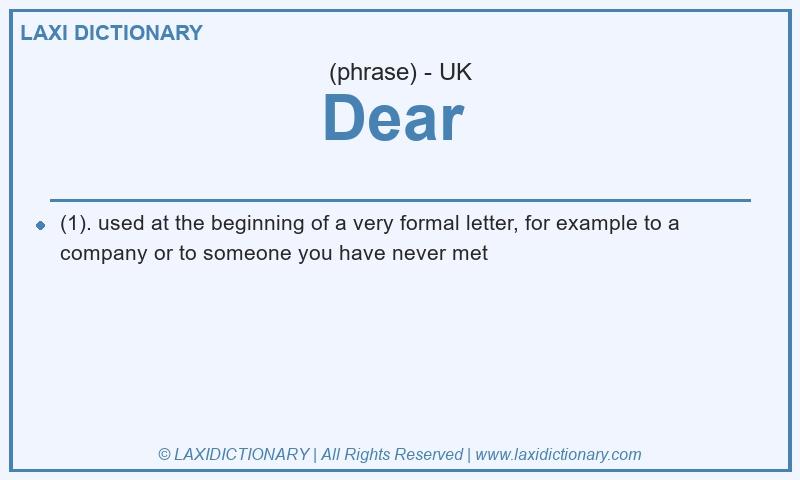 Definition Dear  in British English