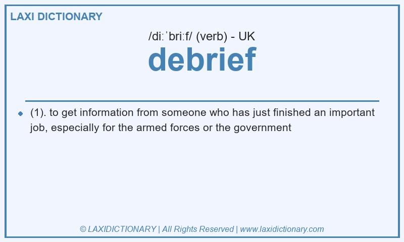 Definition debrief in British English