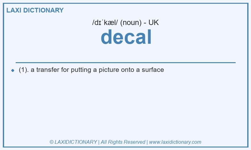 Definition decal in British English