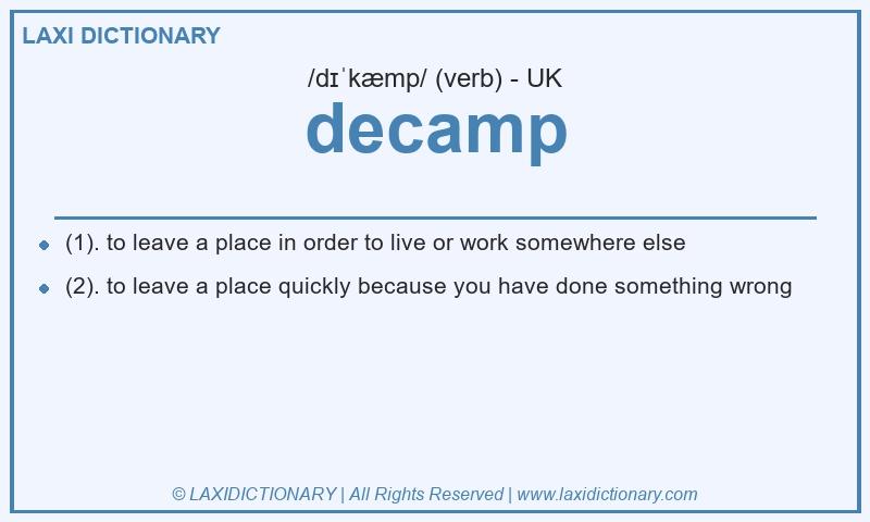 Definition decamp in British English