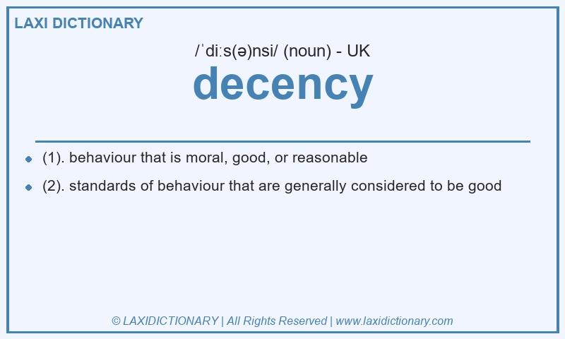 Definition decency in British English