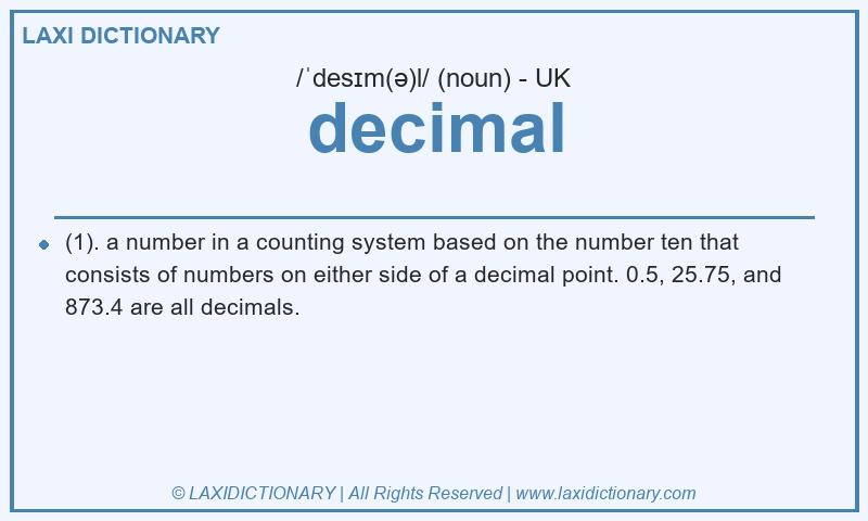 Definition decimal in British English
