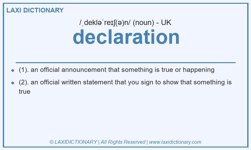 Definition declaration in British English