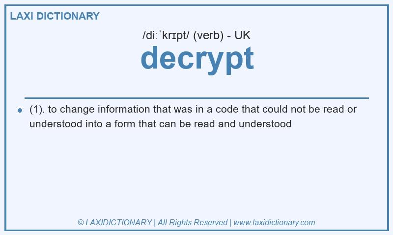 Definition decrypt in British English