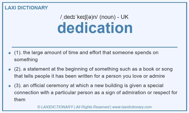Definition dedication in British English