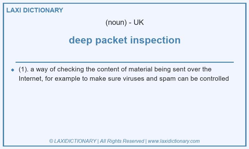 Definition deep packet inspection in British English