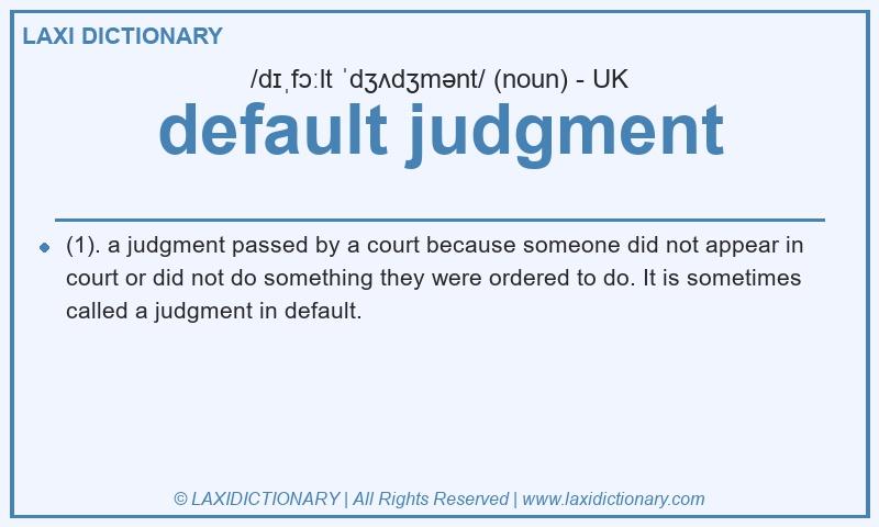 Definition default judgment in British English