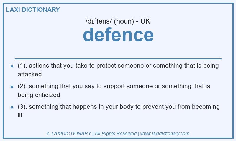 Definition defence in British English