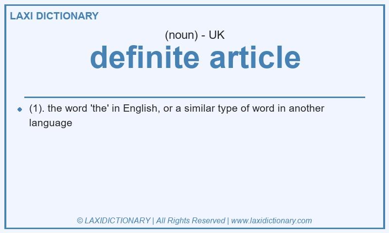 Definition definite article in British English