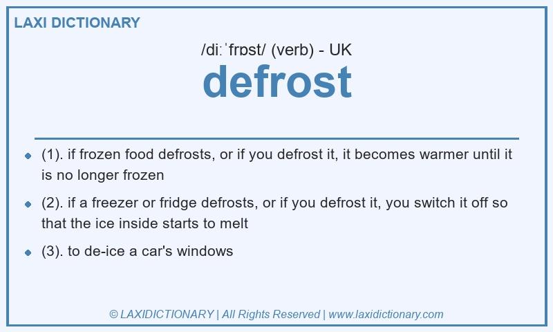 Definition defrost in British English