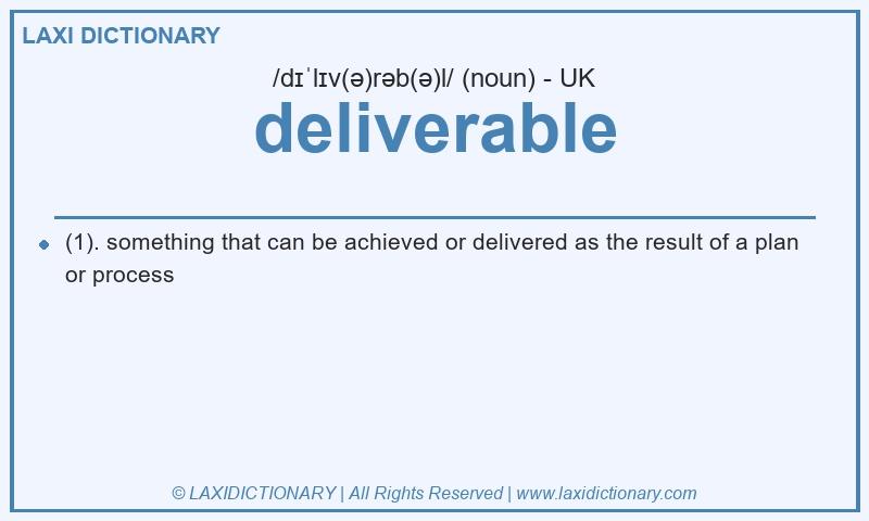 Definition deliverable in British English