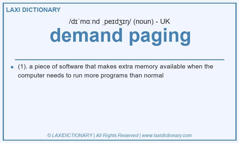 Definition demand paging in British English