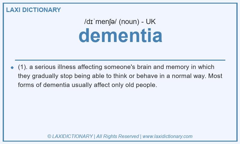 Definition dementia in British English
