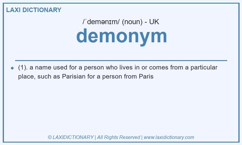 Definition demonym in British English
