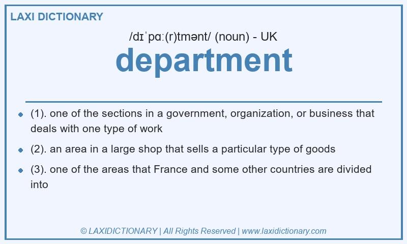 Definition department in British English