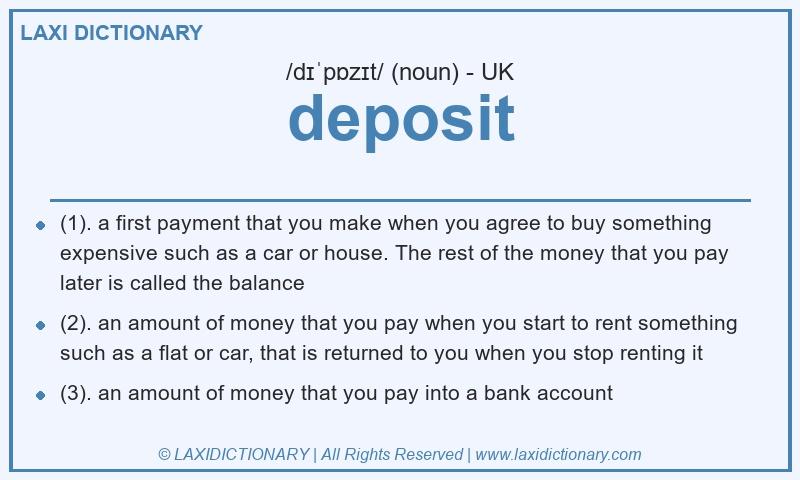 Definition deposit in British English
