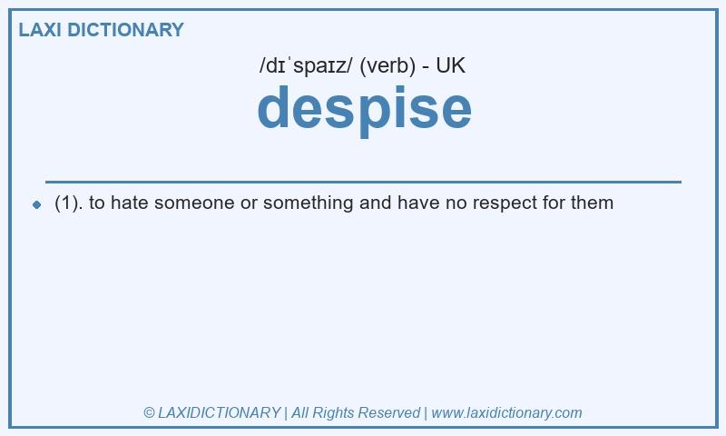 Definition despise in British English