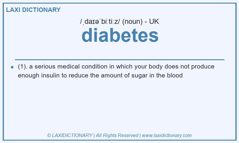 Definition diabetes in British English