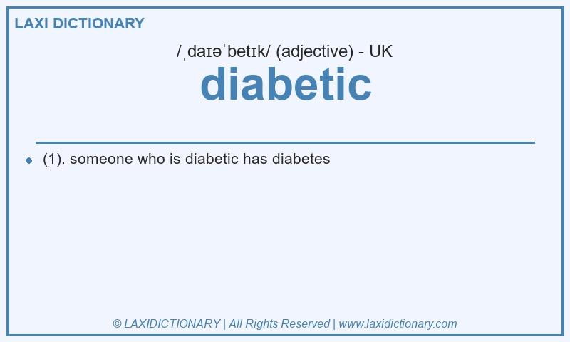 Definition diabetic in British English
