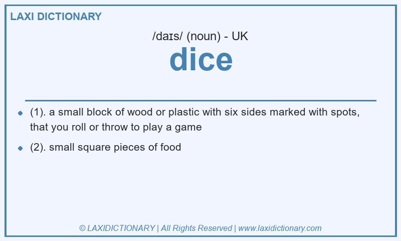 Definition dice in British English