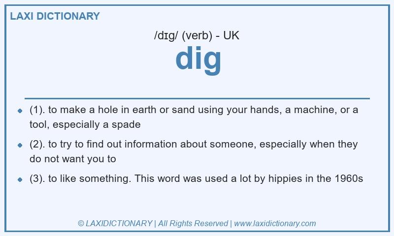 Definition dig in British English