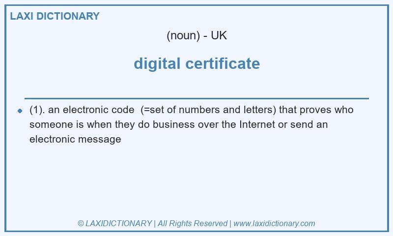 Definition digital certificate in British English