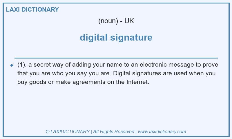 Definition digital signature in British English