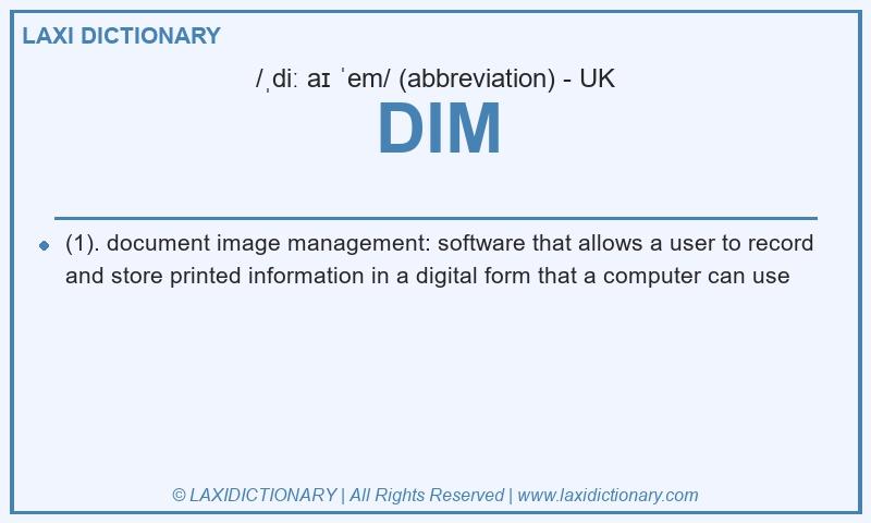 Definition DIM in British English