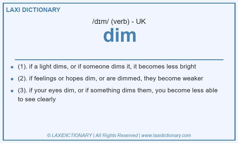 Definition dim in British English