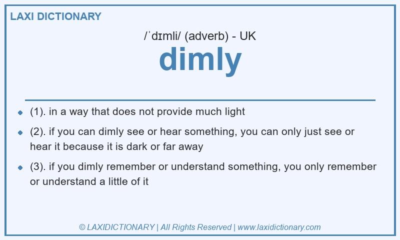 Definition dimly in British English