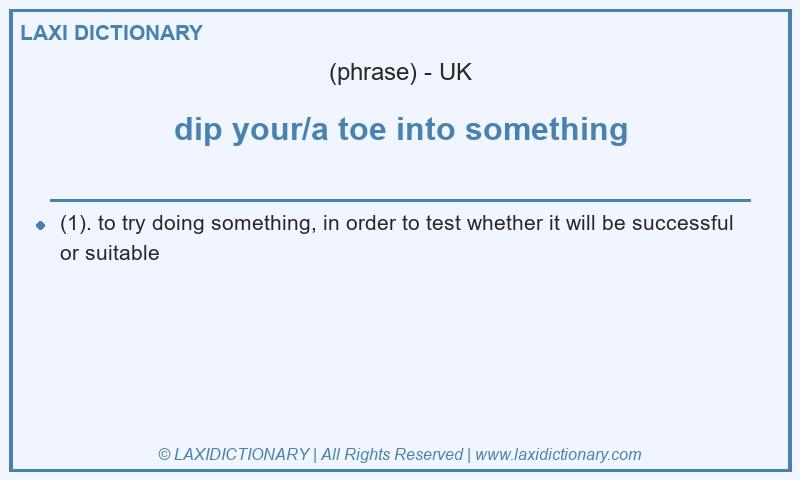 Definition dip your/a toe into something in British English