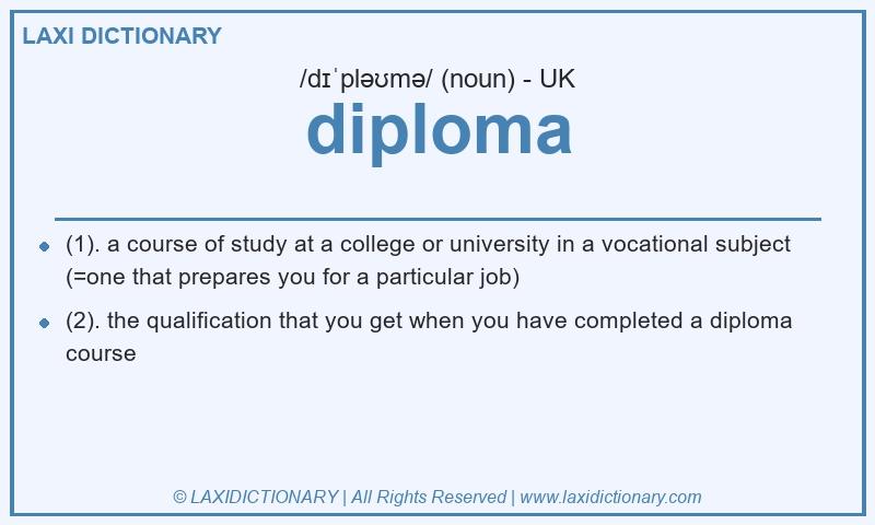 Definition diploma in British English