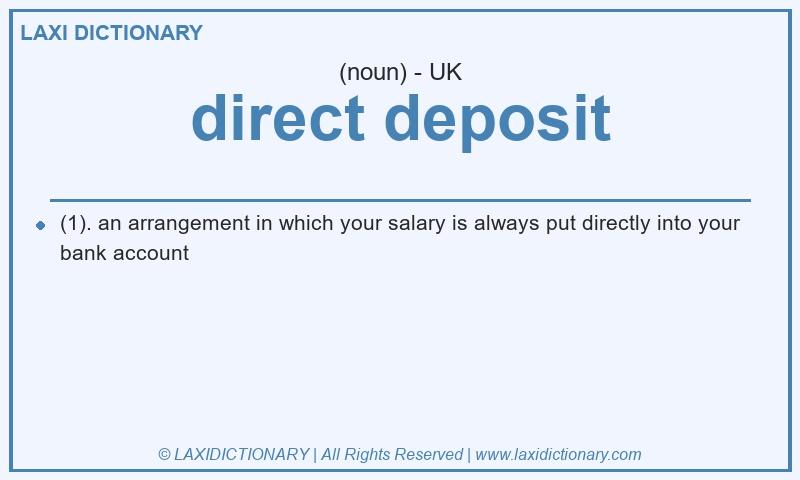 Definition direct deposit in British English